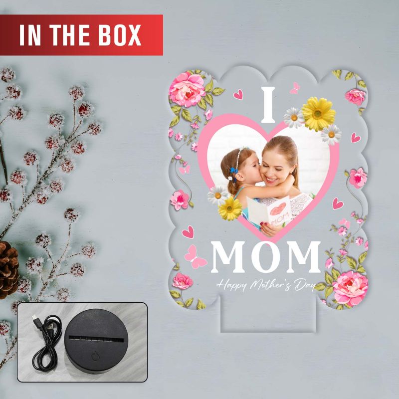 Personalized I Love Mom UV Print Photo Multicolor LED Night Lamp Mothers Day Gift Light
